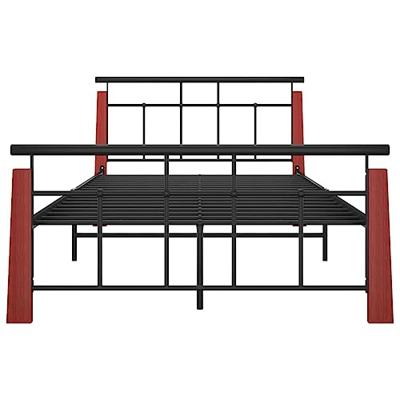 Bedframe metaal en massief eikenhout 120x200 cm