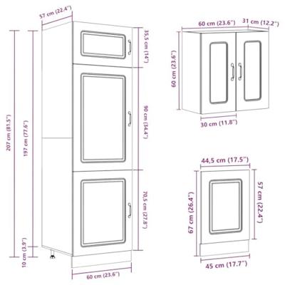 8-delige Keukenkastenset Kalmar bewerkt hout oud houtkleurig