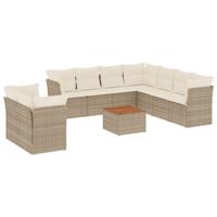 11-delige Tuinset met kussens poly rattan beige - thumbnail