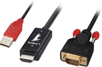 LINDY 41455 HDMI-kabel HDMI / VGA Adapterkabel HDMI-A-stekker, VGA-stekker 15-polig 1.00 m Zwart