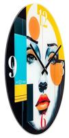 Wandklok 43cm-Geruisloos-Meerkleurig-Glas-NeXtime 'Vogue' - thumbnail