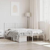Bedframe met hoofd- en voeteneinde metaal wit 140x190 cm - thumbnail