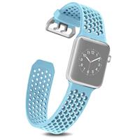 By Qubix - Bandje met gaatjes - Lichtblauw - Compatible met Apple Watch 38mm / 40mm / 41mm / 42mm - Compatible Apple watch bandjes - thumbnail