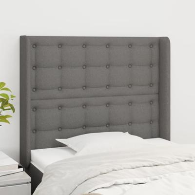 Hoofdbord met randen 83x16x118/128 cm stof donkergrijs
