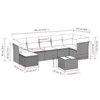 8-delige Loungeset met kussens poly rattan bruin - thumbnail