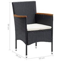 7-delige Tuinset met kussens poly rattan zwart - thumbnail