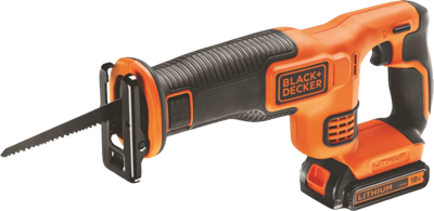 BLACK+DECKER BDCR18E1 18V 2.5Ah Reciprozaag | 1x 18V 2.5Ah Lithium-ion accu + 1A Lader | 1x 15cm zaagblad - BDCR18E1-QW