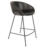 Zuiver Barstoel 'Feston' PU leer, kleur Zwart (zithoogte 65cm) - thumbnail