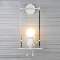 E27 LED persoonlijkheid creatieve retro smeedijzeren schurk muur lamp zonder lamp (wit) - thumbnail