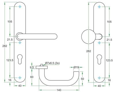 Knop/krukgarn CHASE DIN-R PL KL4 rvs mat blind LS-XL