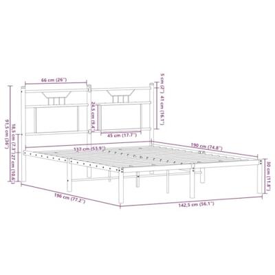 Bedframe zonder matras bewerkt hout bruin eikenkleur 137x190 cm Bedframe zonder matras bewerkt hout bruin eikenkleur 137x190 cm