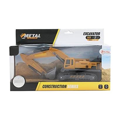 Metal World Graafmachine met Rupsbanden 1:55 Geel/Zwart Metal World Graafmachine met Rupsbanden 1:55 Geel/Zwart