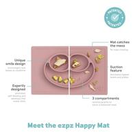 Alles-in-één Happy-placemat met bordje van EZPZ van siliconen roze - thumbnail