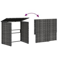 Tuinbank met tafel en kussens L-vormig poly rattan grijs - thumbnail