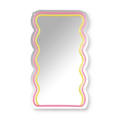 Spiegel met golven LED - geel/roze - 40x23x1.4 cm Spiegel met golven LED - geel/roze - 40x23x1.4 cm