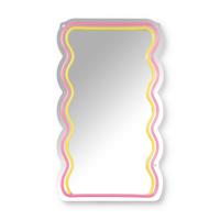 Spiegel met golven LED - geel/roze - 40x23x1.4 cm - thumbnail