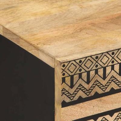 Nachtkastje 40x33,5x46 cm massief ruw mangohout zwart