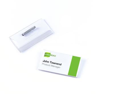 Badge durable 8001 met speld en klemrand 40x75mm | 100 stuks