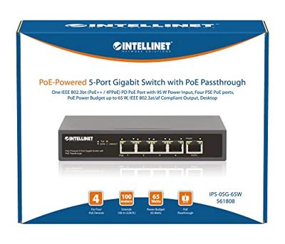 Intellinet PoE-Powered 5-Port Gigabit Netwerk switch RJ45 10 / 100 / 1000 MBit/s IEEE 802.3af (12.95 W), IEEE 802.3at (25.5 W), IEEE 802.3bt Intellinet PoE-Powered 5-Port Gigabit Netwerk switch RJ45 10 / 100 / 1000 MBit/s IEEE 802.3af (12.95 W), IEEE 802.3at (25.5 W), IEEE 802.3bt