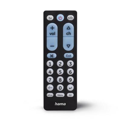 Universele afstandsbediening TV, infrarood, voor 2 apparaten, grote toetsen, leerbaar