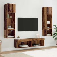 TV-wandmeubel met LED-striplichten 6 pcs Oud Hout Bewerkt hout - thumbnail