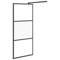 Inloopdouchewand 80x195 cm halfmat ESG-glas zwart - thumbnail