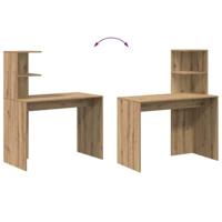 Bureau artisanaal eikenkleurig 102 x 50 x 124 cm Bewerkt hout - thumbnail