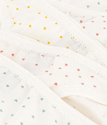 Set met 5 slipjes met kleine hartjes PETIT BATEAU wit, bedrukt