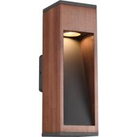 LED Wandlamp Buitenverlichting Rechthoekig Hout met GU10 Fitting - thumbnail