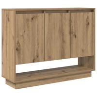 Dressoir artisanaal eikenkleurig 97 x 29 x 75 cm Bewerkt hout - thumbnail