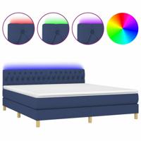 Boxspring met matras en LED stof blauw 160x200 cm - thumbnail