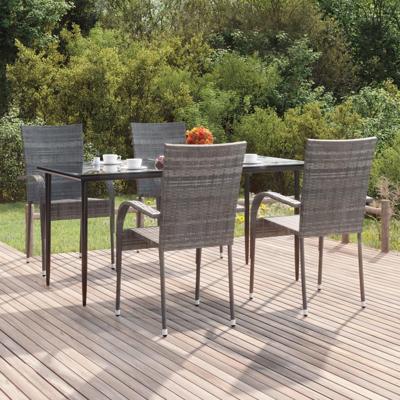 5-delige Tuinset poly rattan grijs
