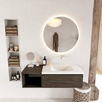 MONDIAZ BUKLA 120cm badmeubel met open module 40 kleur Dark Brown met 1 lade. Wastafel CLOUD rechts 0 kraangaten kleur Talc. - thumbnail