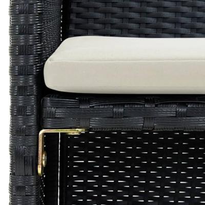 Tuinbank 2-zits met kussens poly rattan zwart Tuinbank 2-zits met kussens poly rattan zwart