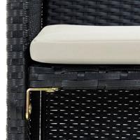 Tuinbank 2-zits met kussens poly rattan zwart - thumbnail