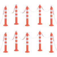 Verkeerspalen met ketting 10 st 75 cm PE - thumbnail