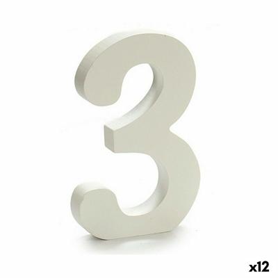 Cijfer Pincello 3 Wit 1,8 x 21 x 17 cm (12 Stuks)