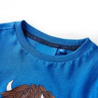 Kindershirt met lange mouwen runderprint 128 kobaltblauw - thumbnail