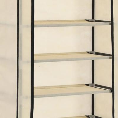 VidaXL Schoenenkast met hoes 57x29x162 cm stof crème VidaXL Schoenenkast met hoes 57x29x162 cm stof crème