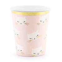 Feestbekers Katten Roze/Goud (6st) - thumbnail