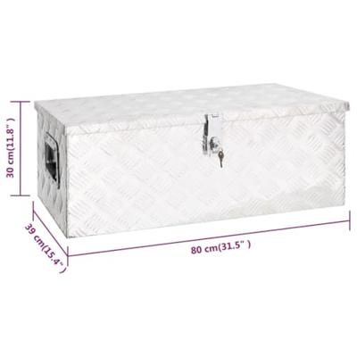 VidaXL Opbergbox 80x39x30 cm aluminium zilverkleurig VidaXL Opbergbox 80x39x30 cm aluminium zilverkleurig
