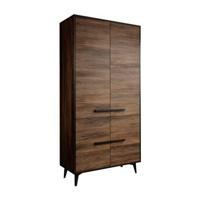 Meubella Kledingkast Frey - Donker eiken - Zwart - 92 cm - thumbnail