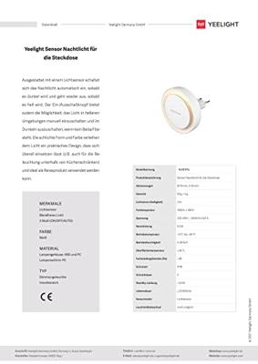Yeelight plug-in nachtlamp 0,5w - warm witte lichtkleur - met lichtsensor