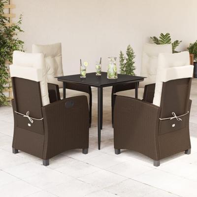 5-delige Tuinset met kussens poly rattan bruin 5-delige Tuinset met kussens poly rattan bruin