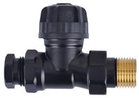 Thermostatisch Radiatorventiel Riko 1/2" Recht zonder Knop met Adaptor Mat Zwart - thumbnail