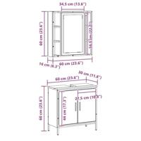 Badkamermeubelset 2 pcs Bruin 60 x 30 x 60 cm Bewerkt hout - thumbnail
