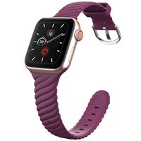 By Qubix - Siliconen 'Twist' bandje - Wijnrood - Compatible met Apple Watch 44mm / 45mm / 46mm / 49mm - Compatible Apple watch bandjes - thumbnail