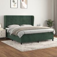 Boxspring met matras fluweel donkergroen 160x200 cm - thumbnail