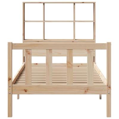 Bed met boekenkast zonder matras massief grenenhout 90x200 cm