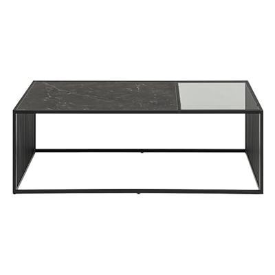Bendt Salontafel 'Esme' Marmerlook en rookglas, 120 x 60cm, kleur zwart